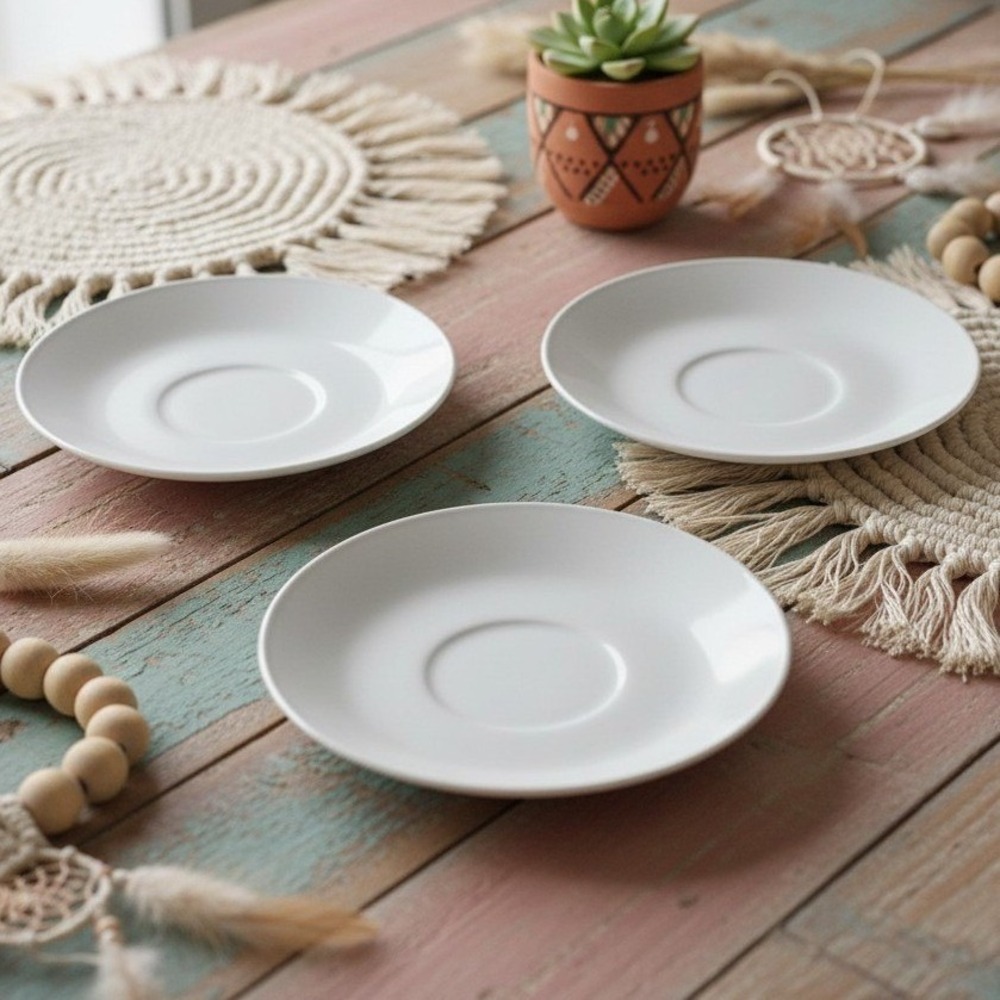 VTG Johnson Bros England Ironstone China White Saucers Set of 3